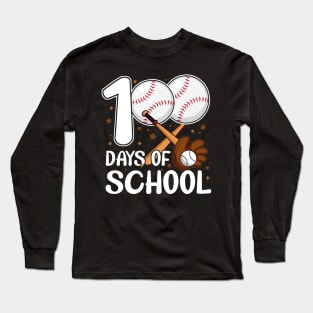 100 Days of School Baseball Coach Baseball Student Men Women Long Sleeve T-Shirt